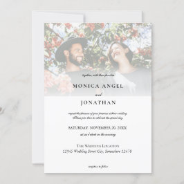 Elegante Convite de Casamento com Foto Horizontal