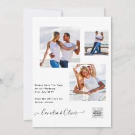 Elegante Convite de Casamento com Foto Preta e Bra