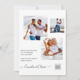 Elegante Convite de Casamento com Foto Preta e Bra