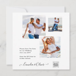 Elegante Convite de Casamento com Foto Preto e Bra