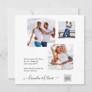 Elegante Convite de Casamento com Foto Preto e Bra