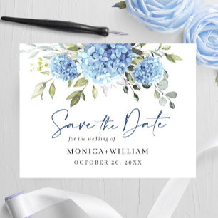 Elegante Convite de Casamento com Hortênsia Azul p