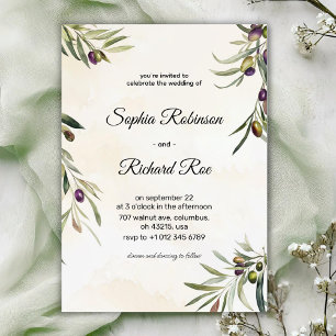 Elegante convite de casamento com oliveira floral