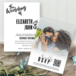 Elegante Convite de Casamento com QR Code RSVP Fot