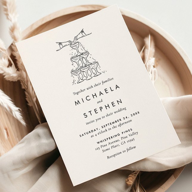 Elegante Convite de Casamento Desenhado à Mão Mini (Criador carregado)
