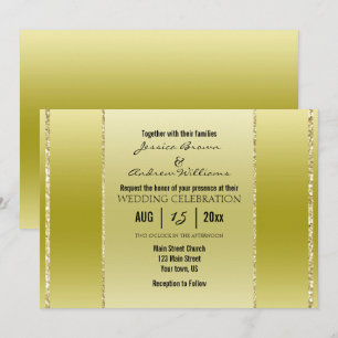 Elegante Convite de Casamento Dourado