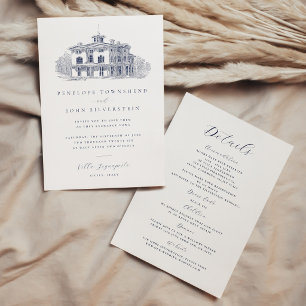 Elegante Convite de Casamento Duplo para Villa Ita