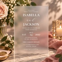 Elegante Convite de Casamento em Acrílico Fosco Mi