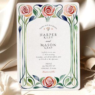 Elegante Convite de Casamento em Aquarela com Azul