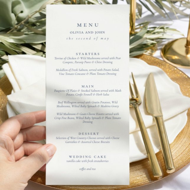 Elegante convite de casamento em azul empoeirado,  (Criador carregado)