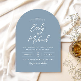 Elegante Convite de Casamento em Azul Poeirento co