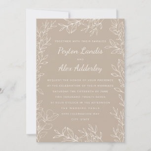 Elegante Convite de Casamento em Creme Bege com Ar