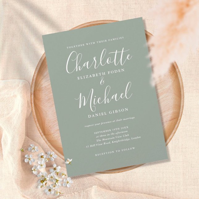 Elegante Convite de Casamento em Letra de Forma Mo (Criador carregado)