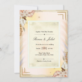 Elegante Convite de Casamento Floral Boho Tropical