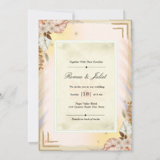 Elegante Convite de Casamento Floral Boho Tropical