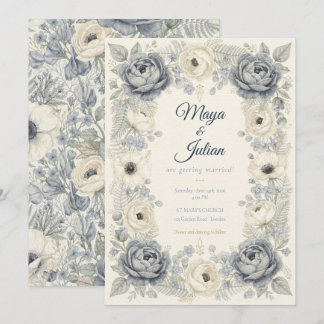Elegante Convite de Casamento Floral Francês Peôni