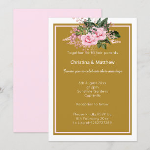 ELEGANTE CONVITE DE CASAMENTO FLORAL MODERNO ROSA 