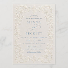 Elegante Convite de Casamento Floral Ornado com Re
