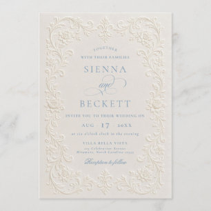 Elegante Convite de Casamento Floral Ornado com Re