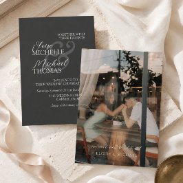 Elegante Convite de Casamento Formal com Foto em C