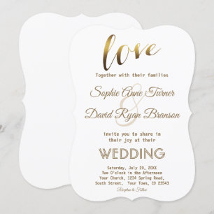 Elegante Convite de casamento Gold Typografia do A