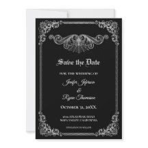 Elegante convite de casamento gótico preto para sa