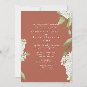 Elegante Convite de Casamento Hortênsia Branca Can