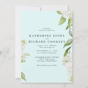 Elegante Convite de Casamento Hydrangea White Seaf