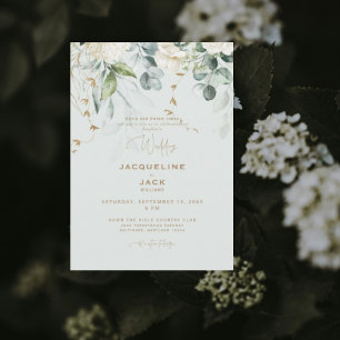 Elegante Convite de Casamento II Hortênsia Branca