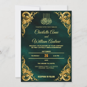 Elegante Convite de Casamento Islâmico com Moldura