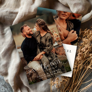 Elegante Convite de Casamento Manuscrito com Duas 