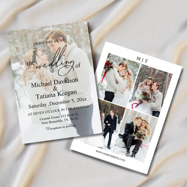Elegante Convite de Casamento Moderno com 5 Fotos  (Criador carregado)