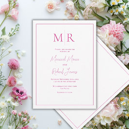 Elegante Convite de Casamento Moderno com Monogram
