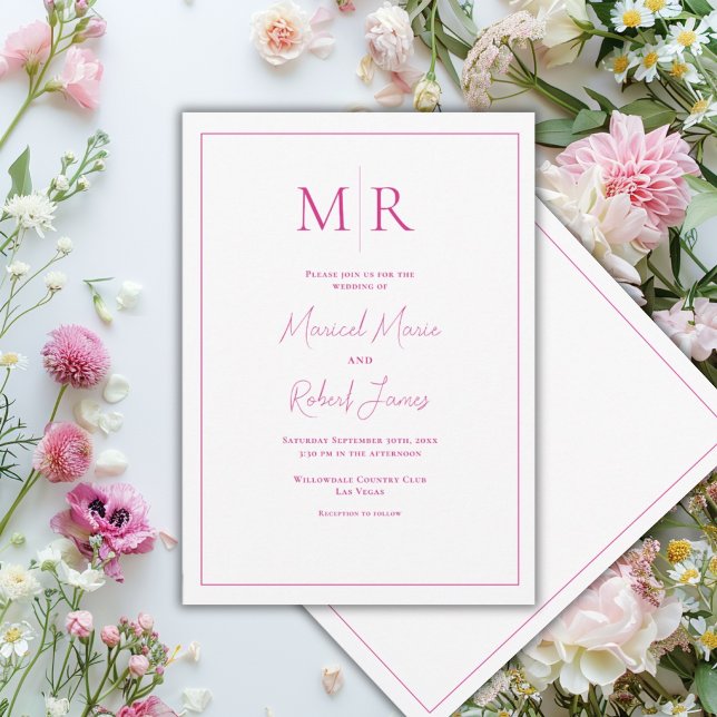 Elegante Convite de Casamento Moderno com Monogram (Criador carregado)