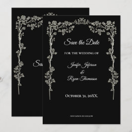 Elegante convite de casamento preto e branco para 