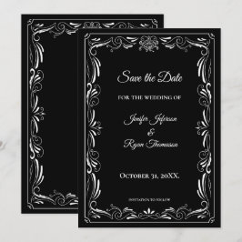 Elegante convite de casamento preto e branco para 