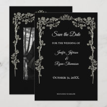 Elegante convite de casamento preto e branco para 