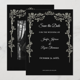 Elegante convite de casamento preto e branco para 