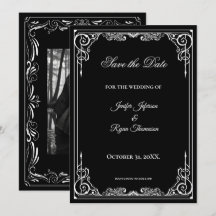 Elegante convite de casamento preto e branco para 