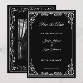 Elegante convite de casamento preto e branco para 