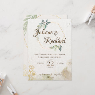 Elegante Convite de Casamento Romance Atemporal