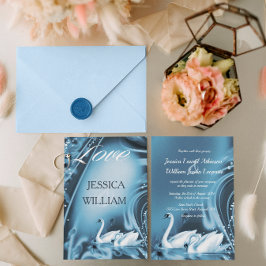 Elegante Convite de casamento Romântico de Amor Az