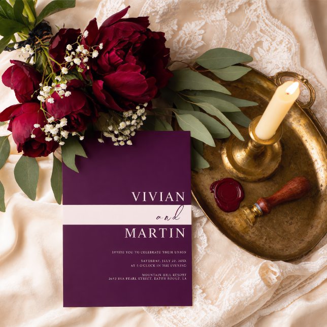 Elegante Convite de Casamento Royal Crimson All-in (Criador carregado)