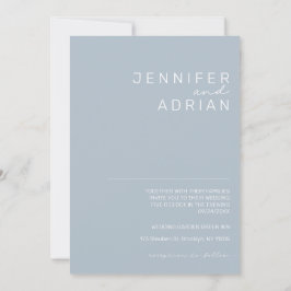 Elegante Convite de Casamento Simples Azul Pastel 