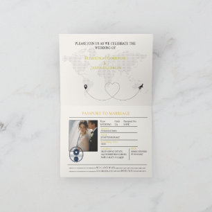 elegante convite de casamento tipo passaporte