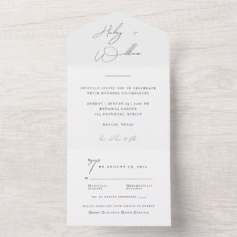 Elegante Convite de Casamento Tudo Em Um com Letra