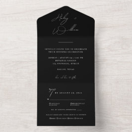 Elegante Convite de Casamento Tudo em Um com Letra