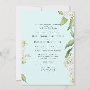 Elegante Convite de Casamento V Hydrangea Branca S