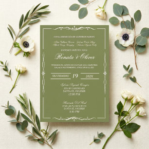 Elegante convite de casamento verde Sage em espanh