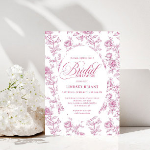 Elegante Convite de Chá de Noiva Toile de Rosas Ro